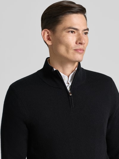 BOSS Regular fit gebreide pullover van een mix van scheerwol en kasjmier, model 'HEMARLO' Zwart - 3