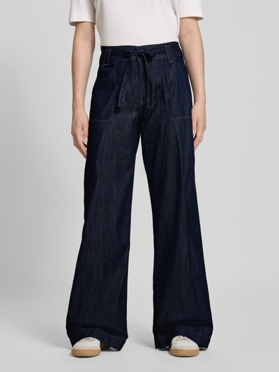 MAC Jeansy z szeroką nogawką i wiązanym paskiem model ‘Sienna’ Ciemnoniebieski 4