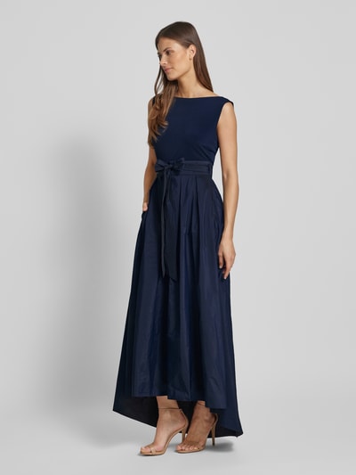 Christian Berg Cocktail Abendkleid mit Bindegürtel Marine Melange 1