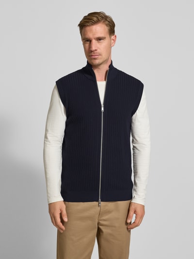 Christian Berg Men Kamizelka z imitacji dzianiny z zamkiem błyskawicznym Granatowy 4