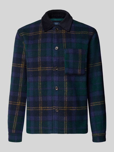 Produktfoto, Regular Fit Hemdjacke mit Eingrifftaschen von MCNEAL in grün-blau kariert mit Umlegekragen und Knopfleiste, Struktur-Optik