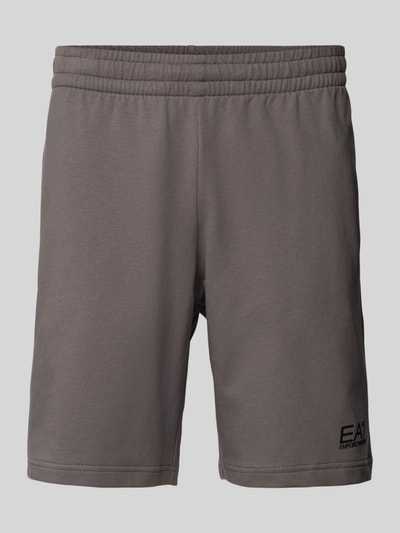 EA7 Emporio Armani Sweatshorts met labelprint Middengrijs - 2