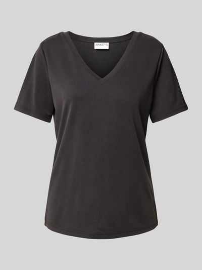Jake*s Casual T-Shirt mit V-Ausschnitt Black 2