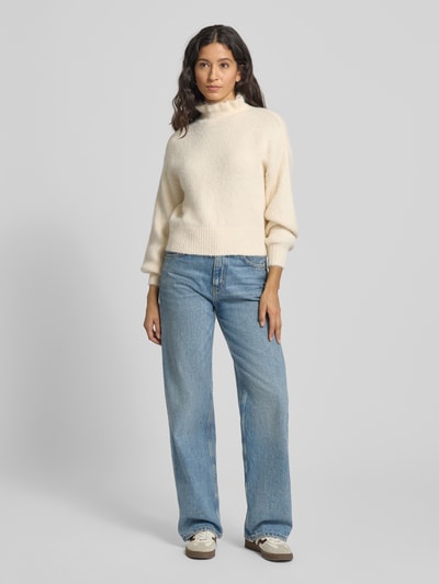 Zero Gebreide pullover met opstaande kraag Ecru - 1