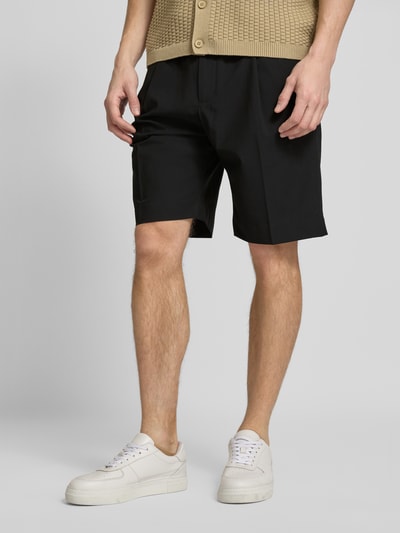 Antony Morato Regular fit korte broek met bandplooien, model 'NEIL' Zwart - 4