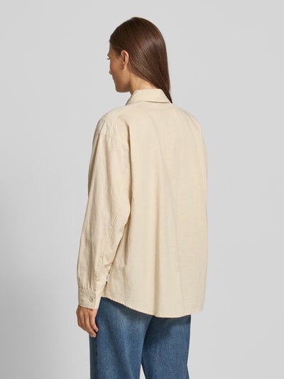 Mustang Oversized overhemdblouse met linnen, model 'Willow' Beige - 5