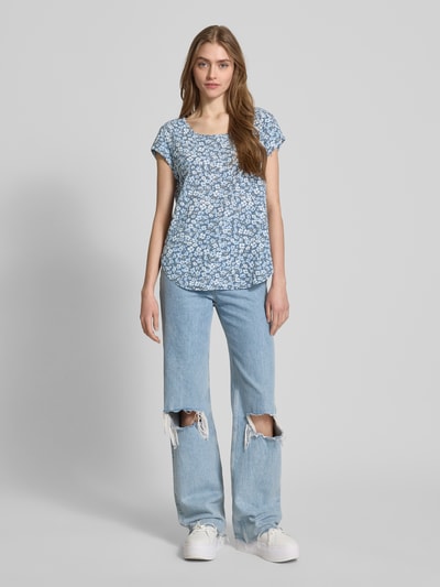 Only Regular Fit Blusentop mit Rundhalsausschnitt Modell 'VIC' Jeansblau 1