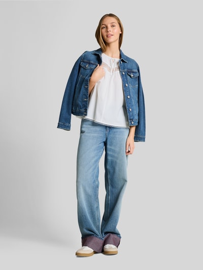 Tom Tailor Denim Regular Fit Bluse aus Baumwoll-Viskose-Mix mit Häkeldetails Weiss 1