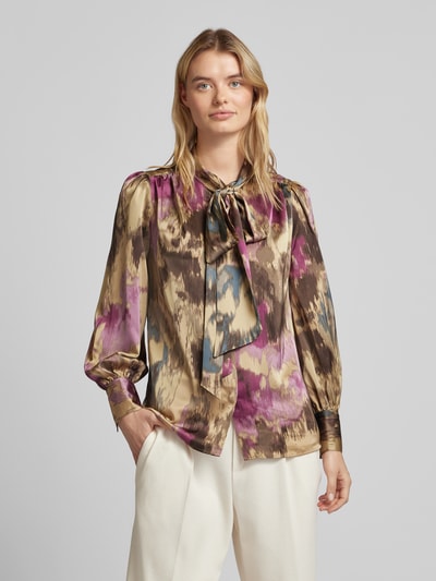 Lauren Ralph Lauren Regular fit strikblouse met strikdetail, model 'KLARYCE' Zand - 4