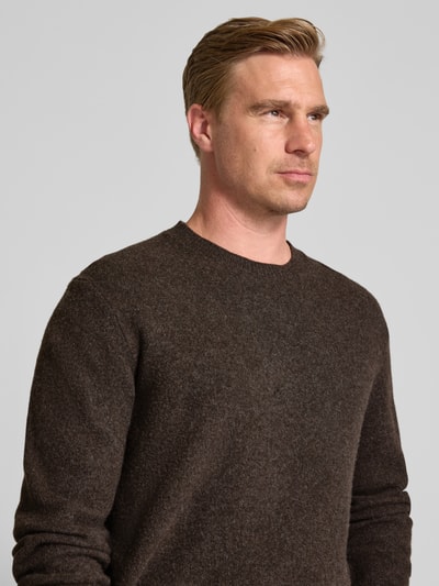 ANNARR Pullover van merinowol, model 'RAGI' Donkerbruin - 3