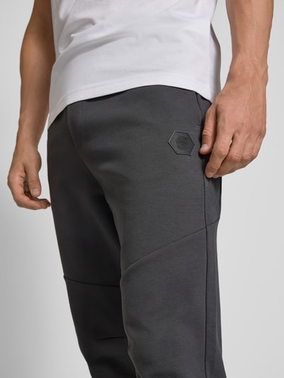 BOSS Green Regular fit joggingbroek van katoenmix  Donkergrijs - 3