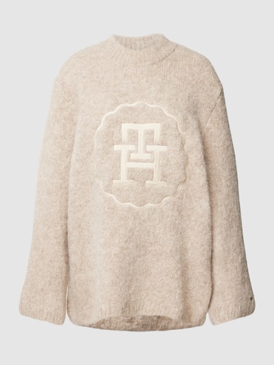 Tommy Hilfiger Oversized Strickpullover mit Logo-Stitching Modell Beige 2