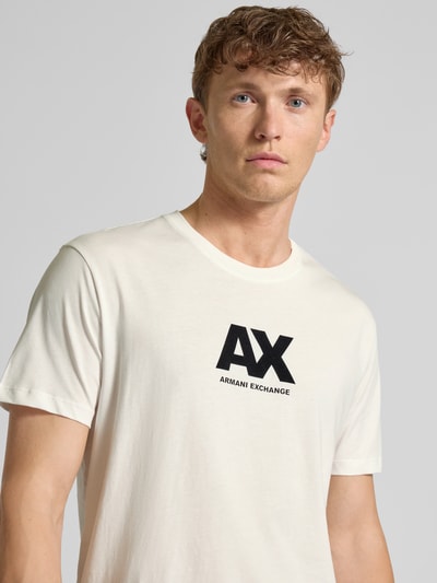 ARMANI EXCHANGE T-shirt o kroju regular fit z czystej bawełny z nadrukiem z logo Biały 3