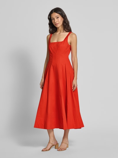 Staud Midikleid mit Karree-Ausschnitt Modell 'WELLS' Orange 1