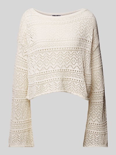 Review Strickpullover mit Lochmuster Offwhite 2