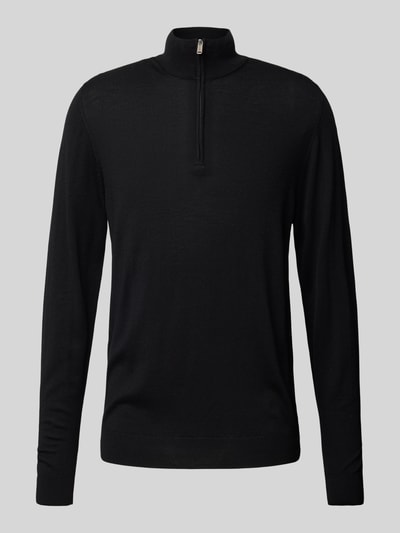 Profuomo Wollen pullover met schipperskraag Zwart - 2