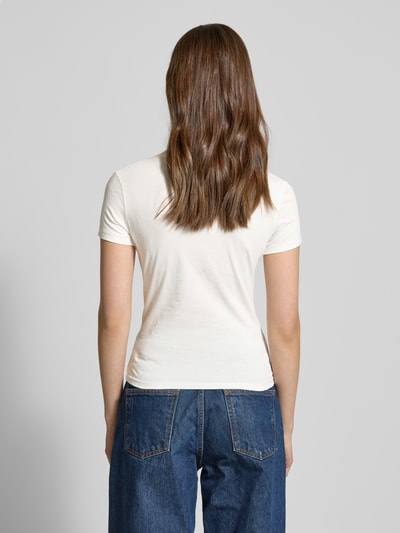 Tommy Jeans T-shirt met geribde ronde hals Ecru - 5