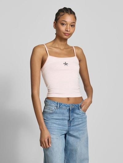 Guess Jeans Top z wyhaftowanym logo Jasnoróżowy 4