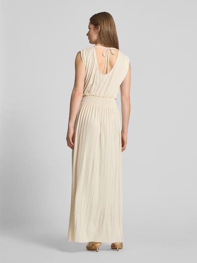 ICHI Długa sukienka z plisami i okrągłym dekoltem Złamany biały 5