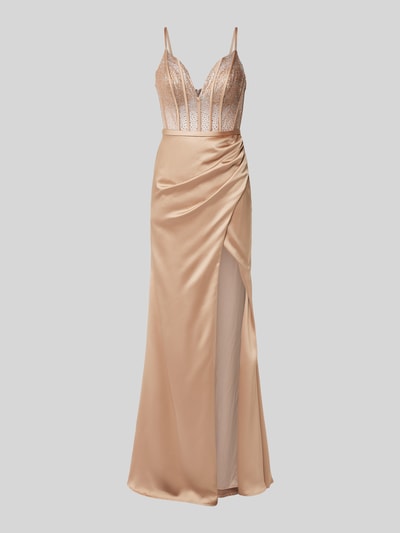 Luxuar Abendkleid mit Beinschlitz Gold 2