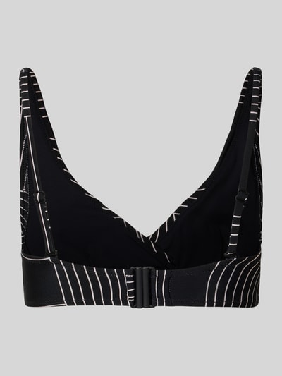 Produktfoto, Bikini-Oberteil mit verstellbaren Trägern von WATERCULT, Schwarz mit weißen Linien, Material-Mix mit Stretch-Anteil, herausnehmbare Schaumschale, Brustfutter, körpernahe Passform.