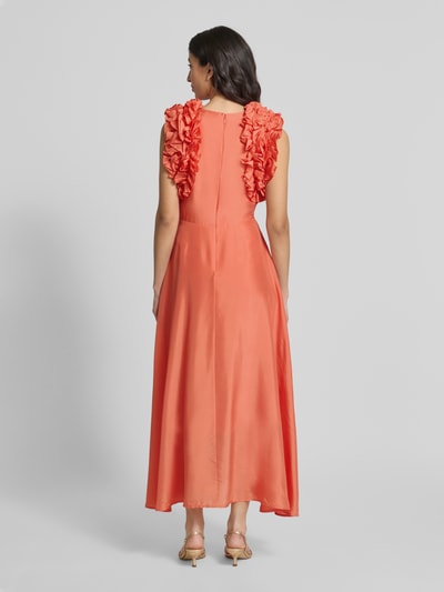 Essentiel Antwerp Midikleid aus Viskose mit Rüschen Modell 'Hexico' Orange 5