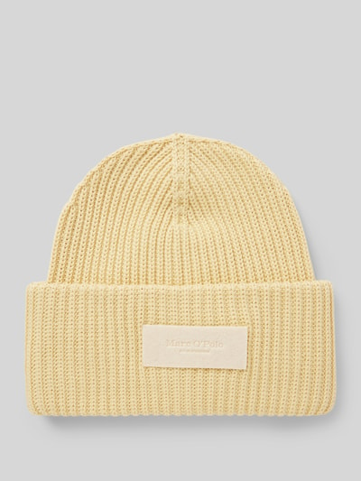 Marc O'Polo Beanie aus reiner Baumwolle Label-Patch Hellgelb 1