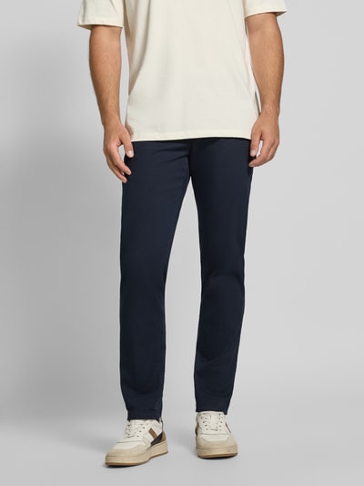 Marc O'Polo Shaped fit chino van katoenmix, model 'STIG' Marineblauw - 4