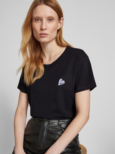 Zadig & Voltaire T-shirt met motief- en labelstitching, model 'MARTA' Zwart - 3