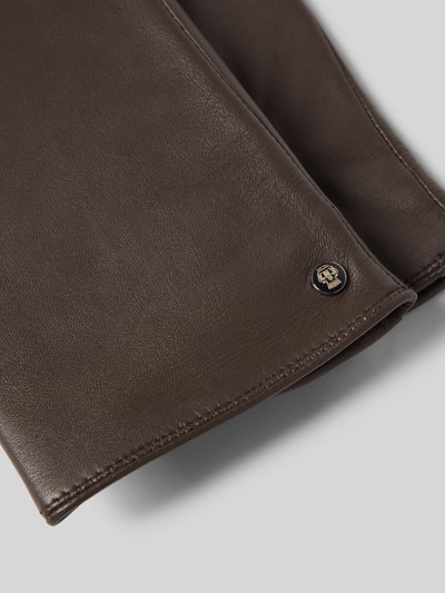 Roeckl Vingerhandschoenen met labelapplicatie, model 'Boston' Donkerbruin - 2