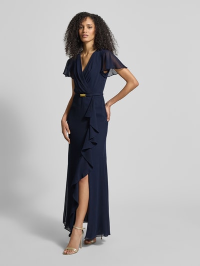 Lauren Ralph Lauren Getailleerde avondjurk met vlindermouwen model 'FARRYSH' Marineblauw - 1