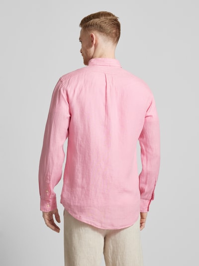 Polo Ralph Lauren Koszula lniana o kroju custom fit z wyhaftowanym logo Mocnoróżowy 5