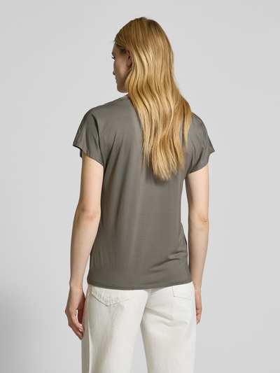 Soyaconcept T-Shirt mit geripptem V-Ausschnitt Modell 'Marica' Khaki 5