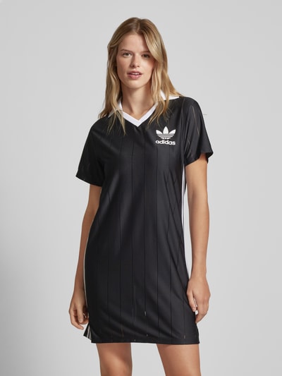 adidas Originals Knielanges Polokleid mit Label-Print Black 4