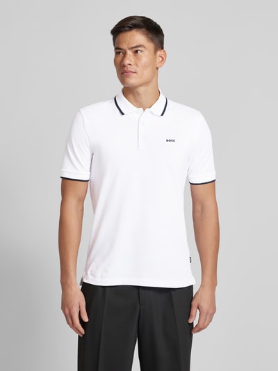 BOSS Poloshirt mit Label-Print Modell 'Parlay' Weiss 4