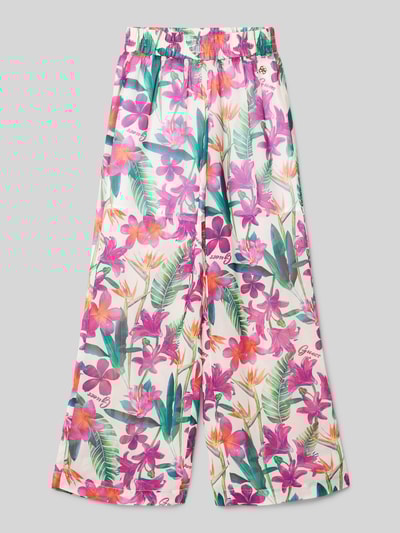 Guess Loose Fit Stoffhose mit Motiv-Print Modell 'PALAZZO' Pink 1
