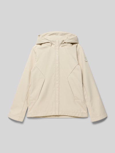 Productfoto, Regular Fit Jacke met logo-applicatie model 'Zinnia' van CARS JEANS, afneembare capuchon, steekzakken, opstaande kraag, lengte 58 cm, schouderbreedte 36 cm, mouwlengte 55 cm, beige kleur, glad oppervlak, eenvoudige vormen