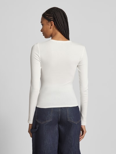 Tommy Jeans Slim fit shirt met lange mouwen van ribstof Offwhite - 5