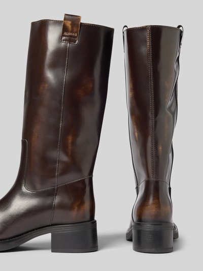 ALOHAS Kozaki ze skóry naturalnej z wytłoczonym logo model ‘Sajan’ Ciemnobrązowy 2