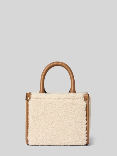 Produktfoto, Tote Bag mit Teddyfellbesatz Modell 'Ridhi' von Liu Jo White in Beige mit braunen Details, Rechteckform, strukturierte Oberfläche