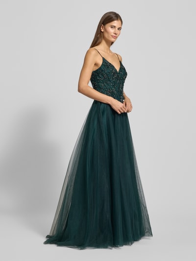 Luxuar Sukienka wieczorowa z dekoltem w kształcie serca Ciemnozielony 1