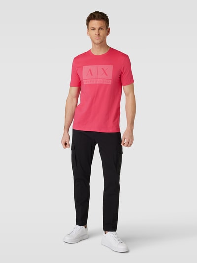 ARMANI EXCHANGE T-shirt met labelprint Koraal - 1