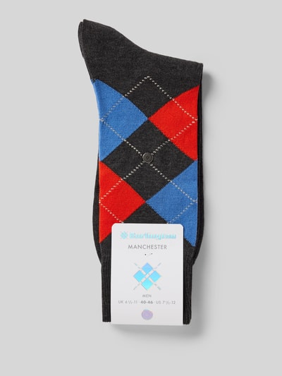 Burlington Socken mit Label-Detail Modell 'MANCHESTER' Anthrazit 3