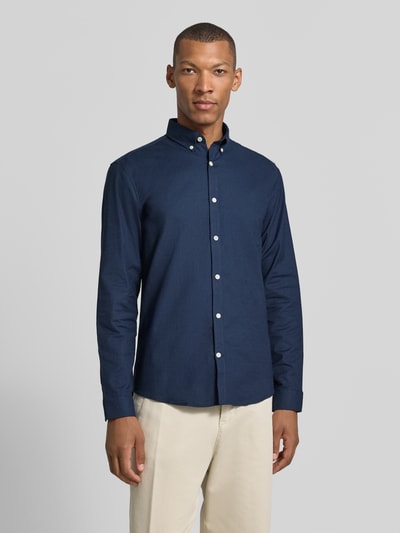 Lindbergh Regular Fit Freizeithemd aus Baumwoll-Mix Modell 'Oxford' Marine 4