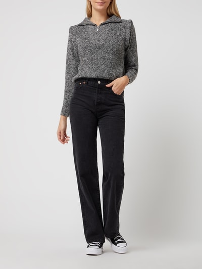 Vero Moda Cropped Troyer in Melange-Optik Modell 'Pepper' Black 1