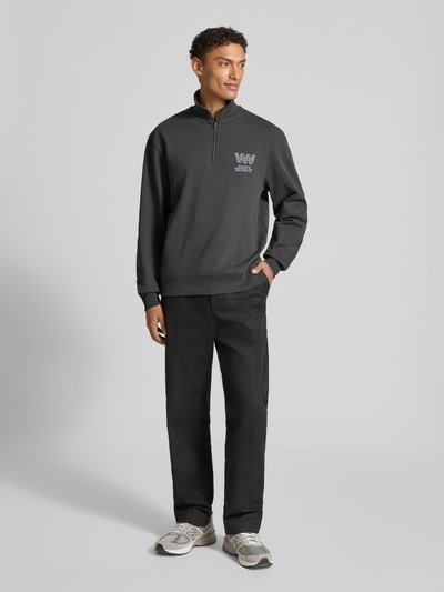Wood Wood Sweatshirt met opstaande kraag en ritssluiting, model 'Jack' Antraciet - 1