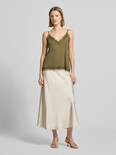 Jake*s Collection Góra z koronki z dekoltem w serek Khaki 1