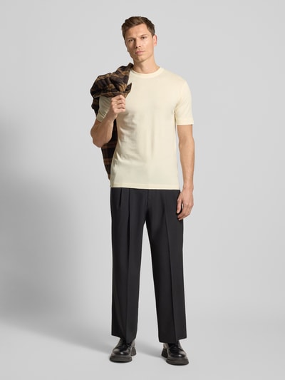 Drykorn T-shirt met geribde ronde hals Offwhite - 1