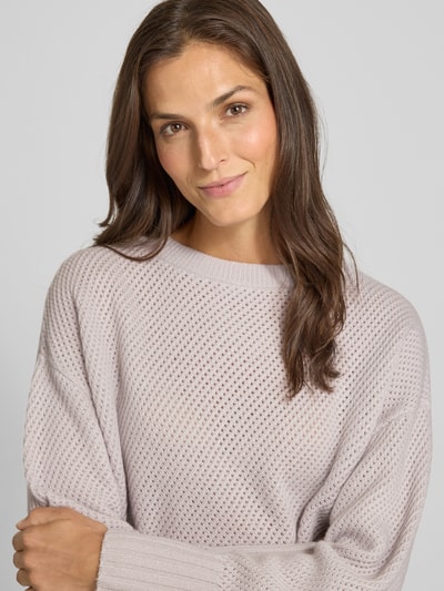 Windsor Regular fit wollen pullover met kasjmier en structuurmotief Steengrijs - 3