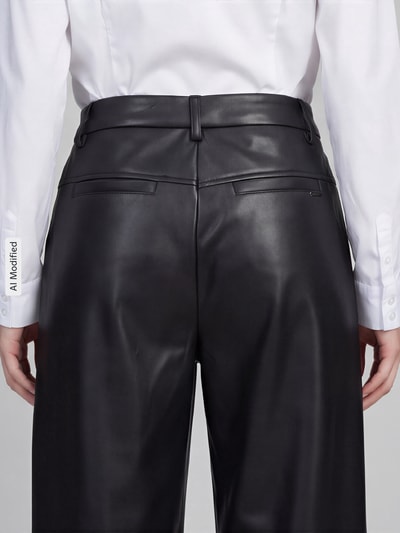 Raffaello Rossi Regular Fit Leder- / Kunstlederhose mit Label-Detail Modell 'PHIBI' Black 3